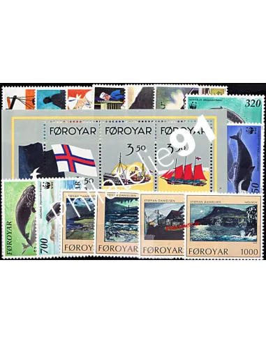 Timbres des iles Féroé - Année complète neuve 1990.