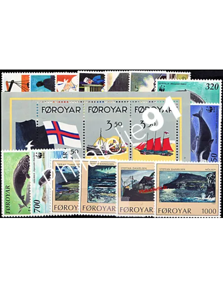 Timbres des iles Féroé - Année complète neuve 1990.