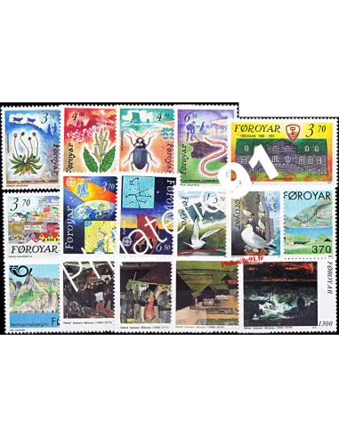 Timbres des iles Féroé - Année complète neuve 1991.