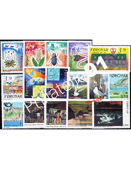 Timbres des iles Féroé - Année complète neuve 1991.