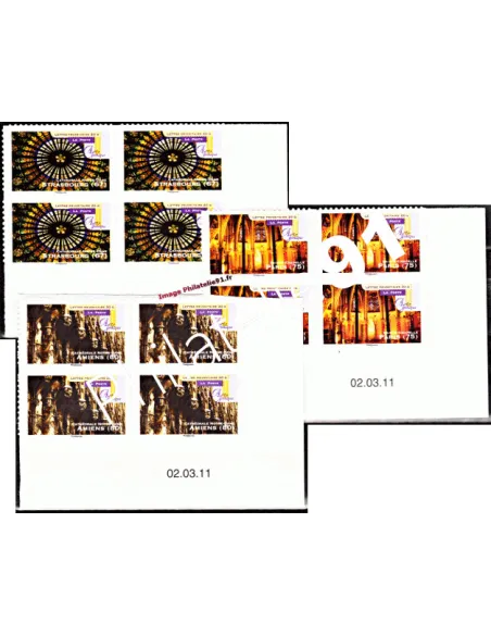 -  Timbres adhésifs "Art Gothique" -  coins datés