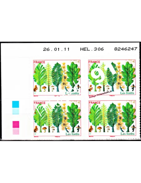-  Timbres adhésifs "Forets" -  coins datés