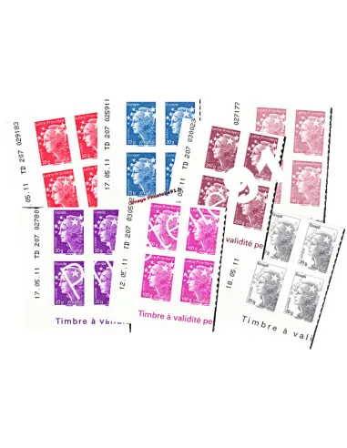 -  Timbres adhésifs "7 Marianne de l'Europe" -  coins datés
