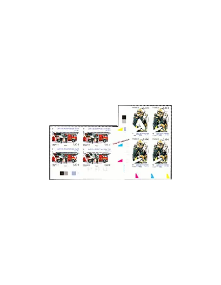 -  Timbres adhésifs "Sapeurs-Pompiers de Paris" -  coins datés