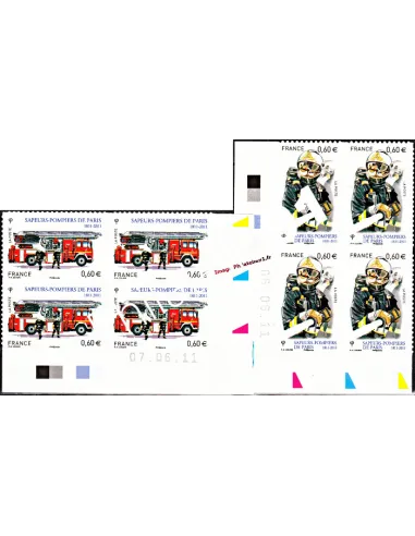 -  Timbres adhésifs "Sapeurs-Pompiers de Paris" -  coins datés