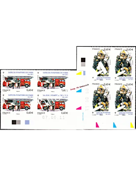 -  Timbres adhésifs "Sapeurs-Pompiers de Paris" -  coins datés