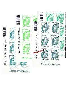 Timbres de France - Les 4 Marianne "Lettre verte" - Octobre 2011