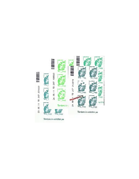 Timbres de France - Les 4 Marianne "Lettre verte" - Octobre 2011