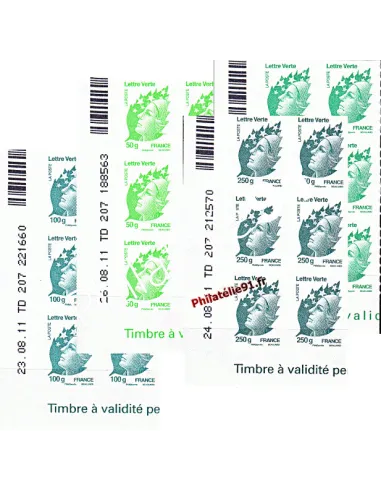 Timbres de France - Les 4 Marianne "Lettre verte" - Octobre 2011