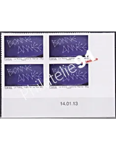 Coins datés.Timbre autocollant d'entreprise : Bonne année constellation