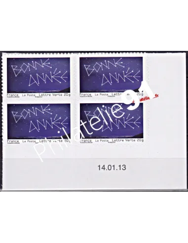 Coins datés.Timbre autocollant d'entreprise : Bonne année constellation