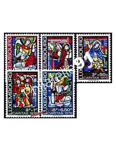 Timbres du Luxembourg n° 803 à 807 - Vitraux de la cathédrale de Luxembourg. Noël