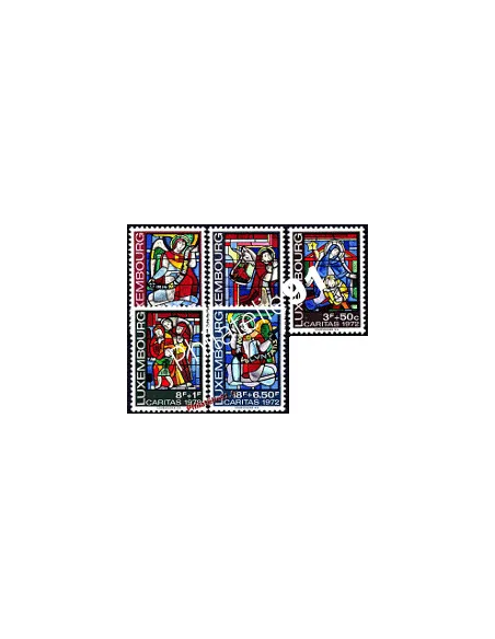 Timbres du Luxembourg n° 803 à 807 - Vitraux de la cathédrale de Luxembourg. Noël