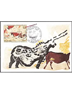 Carte maximum 1er jour - Grotte de Lascaux - Thématique: Animaux préhistorique.