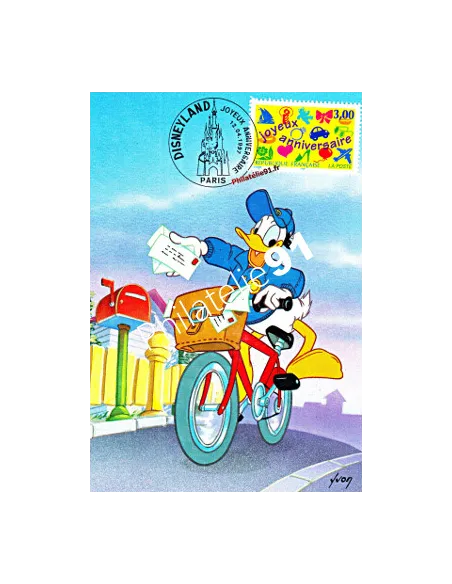 Timbre de France. Carte maximum 1er jour - Donald - Disney