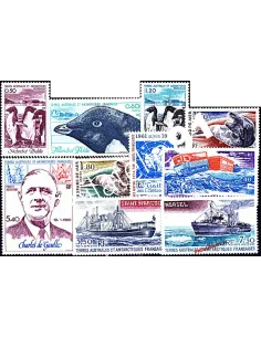 Timbres des T.A.A.F. - Année complète 1980 neuve (poste + poste aérienne)