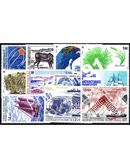 Timbres des T.A.A.F. - Année complète 1987 neuve (poste + poste aérienne)