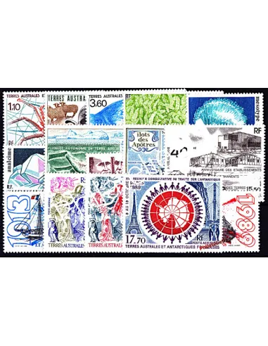Timbres des T.A.A.F. - Année complète 1989 neuve (poste + poste aérienne)