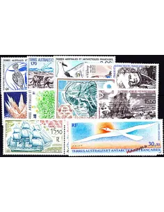Timbres des T.A.A.F. - Année complète 1990 neuve (poste + poste aérienne)
