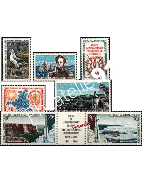 Timbres des T.A.A.F. - Année complète 1968 neuve (poste + poste aérienne)