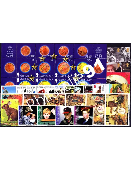 Timbres de Gibraltar - Année complète neuve 2002