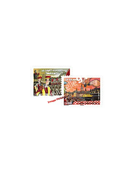 Timbres de France autocollants "La St-Vincent tournante""Braderie de lille"