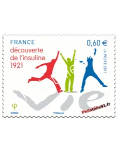 Timbre autoadhésif d'entreprise "Découverte de l'Insuline"