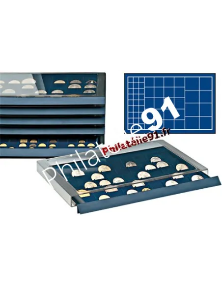 SAFE - Médaillier superposable mixte à cases pour pièces de Ø 25, 30, 35, 45 mm.