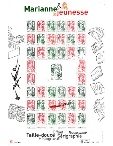 Feuille multi-techniques Marianne 2013 de 41 timbres