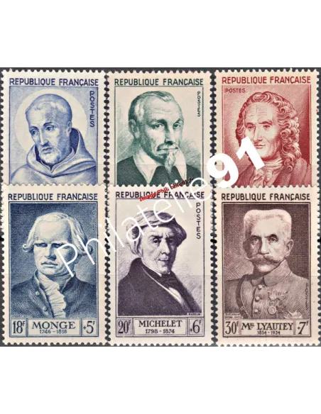 Timbres de France n°  945 au 950 - Série Célébrités du XIIe au XXe siècle