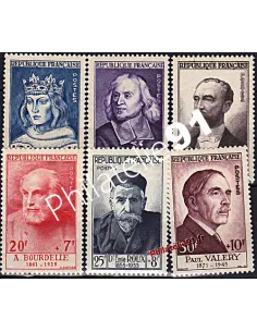 Timbres neuf**  n° 989 à 994 de France - Célébrités du XIIIème siècle au XXème siècles.