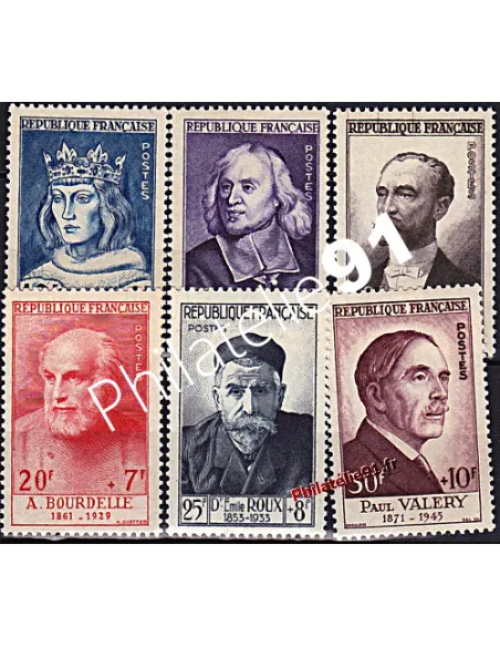 Timbres neuf**  n° 989 à 994 de France - Célébrités du XIIIème siècle au XXème siècles.