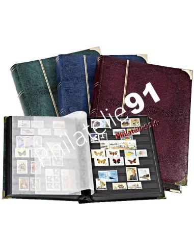 Leuchtturm, Classeur croco à coins métalliques, matériel philatélique