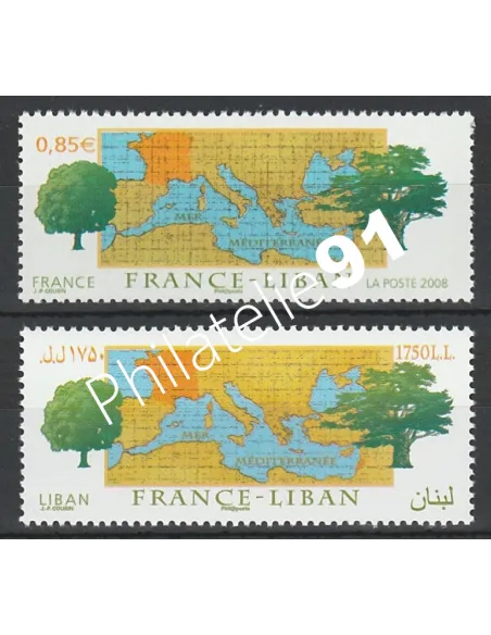 Émission commune, France-Liban, n° 4323 et 444, timbres Europe