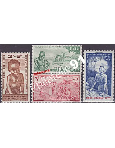 Timbre d'Afrique Équatoriale Française P.A. n° 10 à 13, P.E.I.Q.I.