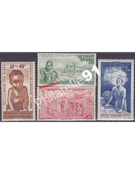 Timbre d'Afrique Équatoriale Française P.A. n° 10 à 13, P.E.I.Q.I.