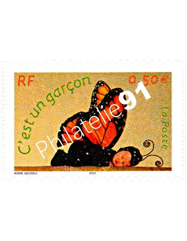 Timbre de France n° 3635 (adhésif n° 41) Timbre de naissance "C'est un garçon"