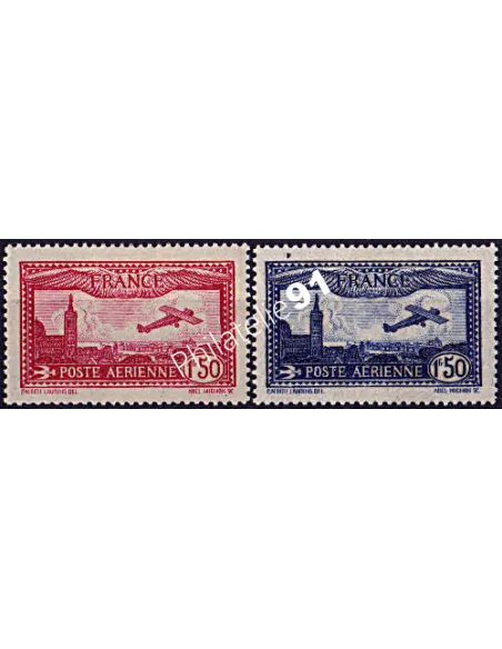 Timbre PA n° 5 et 6 - Avion survolant Marseille