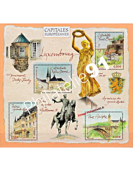 Bloc-feuillet de France n° 64 (n° 3624 à 3627)Capitales européennes - Luxembourg