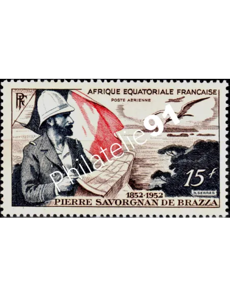 Timbre d' AFRIQUE ÉQUATORIALE FRANÇAISE - PA n° 55 - Brazza