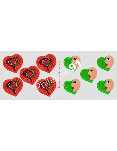 Carnet n° 3298A  de timbres auto-adhésifs neufs**.  Cœurs du couturier Yves Saint Laurent