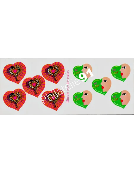 Carnet n° 3298A  de timbres auto-adhésifs neufs**.  Cœurs du couturier Yves Saint Laurent