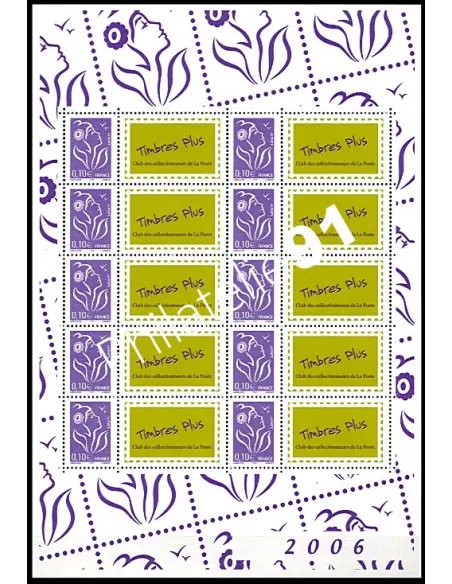 Feuille personnalisée n° 3916A, timbres Plus, timbres France