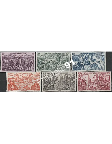 Timbres d' A.E.F. PA n° 44 à 49, série Tchad au Rhin, timbres colonies