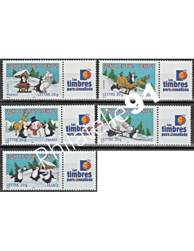 n° 3853A au n° 3857A - "Meilleurs Voeux" "Les timbres personnalisés"