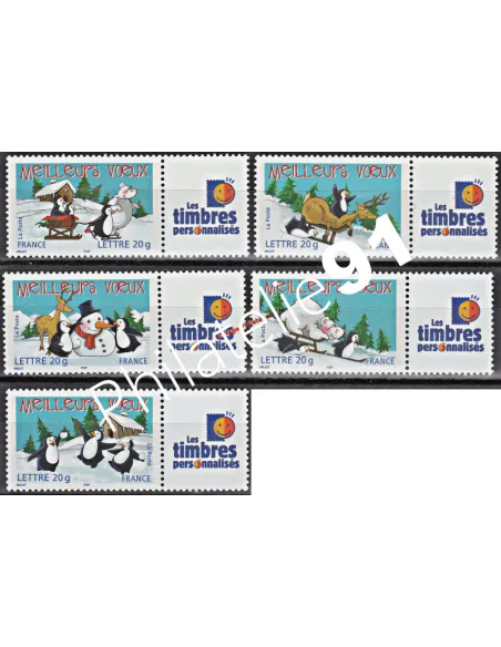 n° 3853A au n° 3857A - "Meilleurs Voeux" "Les timbres personnalisés"