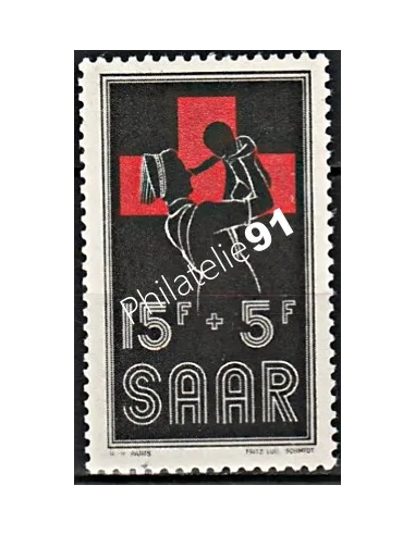 Timbres de Sarre n° 343- Croix rouge , timbre des colonies Francaise