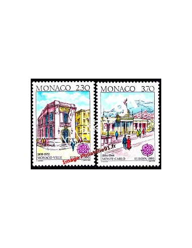 MONACO - n° 1724a - 1725a ** - Europa 1990 - Bâtiments postaux d'hier