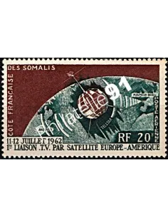 Timbre neuf de Poste Aérienne de COTES DES SOMALIS  n° 33. Télécommunications spatiales