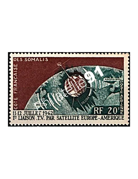 Timbre neuf de Poste Aérienne de COTES DES SOMALIS  n° 33. Télécommunications spatiales